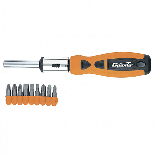 Отвертка реверсивная 10шт бит Спарта
