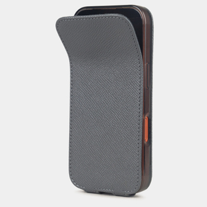 Чехол iPhone 17 Pro натуральная кожа сафьяно, серого цвета