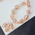 Бусина капля, хрусталь розово - персиковый, р-р 15×10мм, штучно