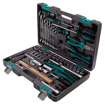 Набор инструментов, 1/2", 1/4", CrV, 12 гранные головки, пластиковый кейс, 76 предметов Stels 14116