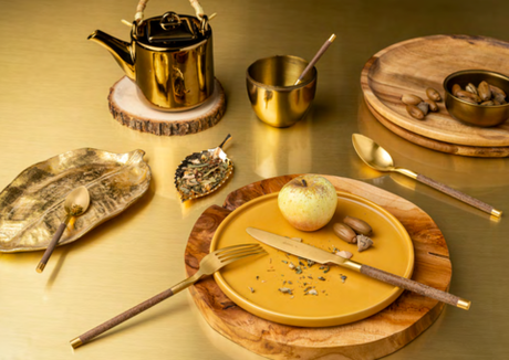 Набор столовых приборов на 6 персон 24 прибора Herdmar Nohc Mat Gold Plated