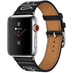 Ремешок кожаный COTEetCI W13 Fashion LEATHER (WH5219-BK-42) для Apple Watch 44мм/ 42мм Черно-белый