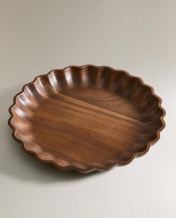 ZARA HOME БЛЮДО С ВОЛНИСТЫМИ КРАЯМИ, КОРИЧНЕВЫЙ