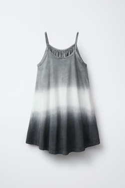 ZARA ПЛАТЬЕ С БРЕТЕЛЯМИ И ПРИНТОМ ТАЙ-ДАЙ, АНТРАЦИТОВО-СЕРЫЙ