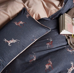 Постельное белье ЕВРО (двуспалка) Египедский Хлопок Серый олени