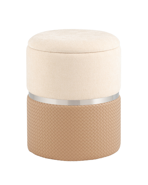 Пуф Кэрри с ящиком серебро шенилл бежевый
