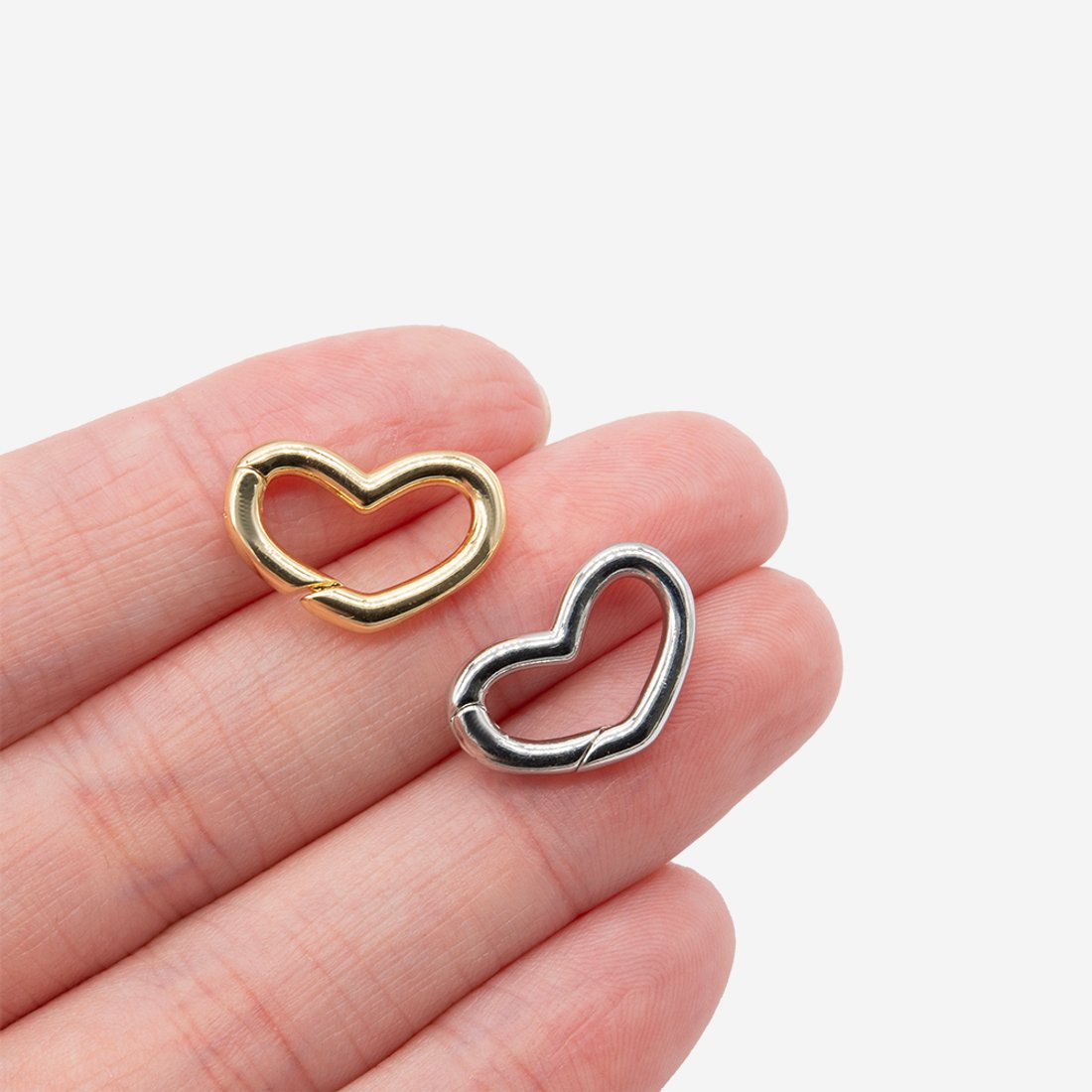 Замочек карабин "Сердце", 17*11мм, родирование