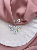 Пуговицы на прокол сердечки натуральный перламутр