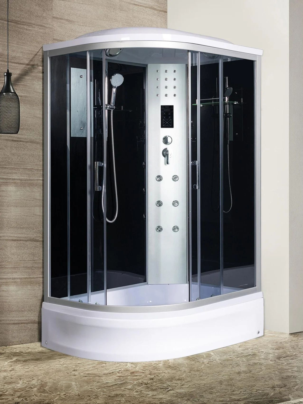 Душевая кабина RIVER  DUNAY 120/90/24  TH R 120х90 см,  тонированное стекло, поддон средний, радио, правосторонняя