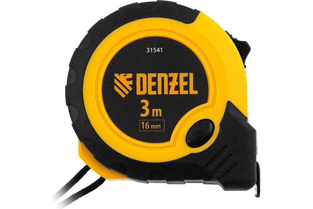 Рулетка Denzel 3 м, 16 мм, двухкомпонентный корпус, кнопка-пауза 31541