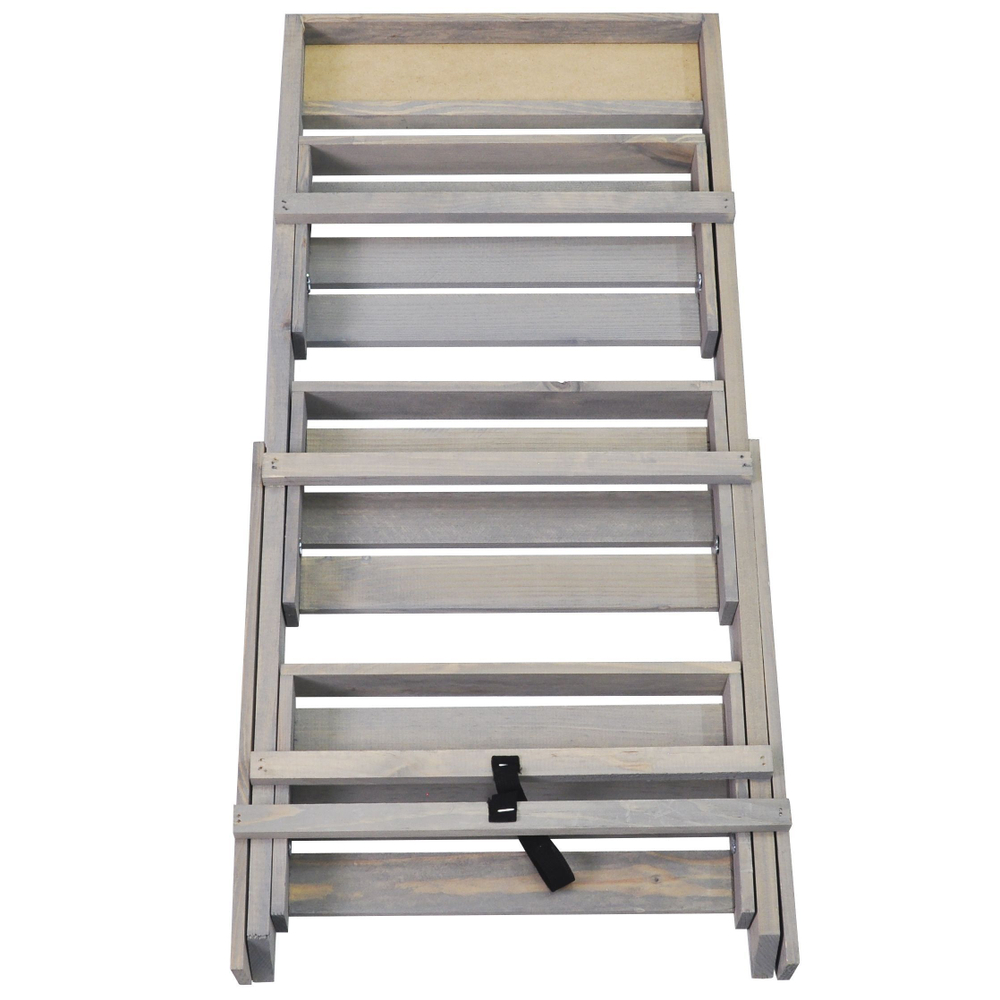 Подставка для цветов и декора напольная 3 полки из массива сосны Флорэль, деревянная этажерка для цветов на подоконник в стиле рустик, серая