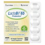 California Gold Nutrition, LactoBif® 65, пробиотики, 65 млрд КОЕ, 30 растительных капсул