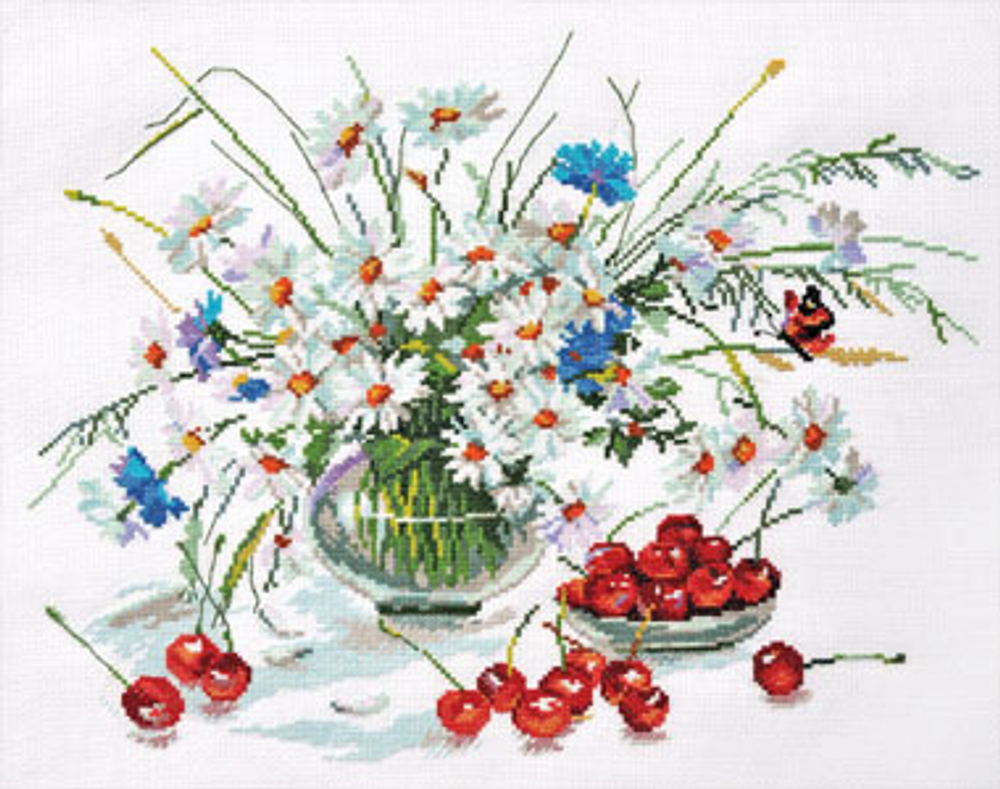 "Ромашки и черешня"-5-06 вышивка