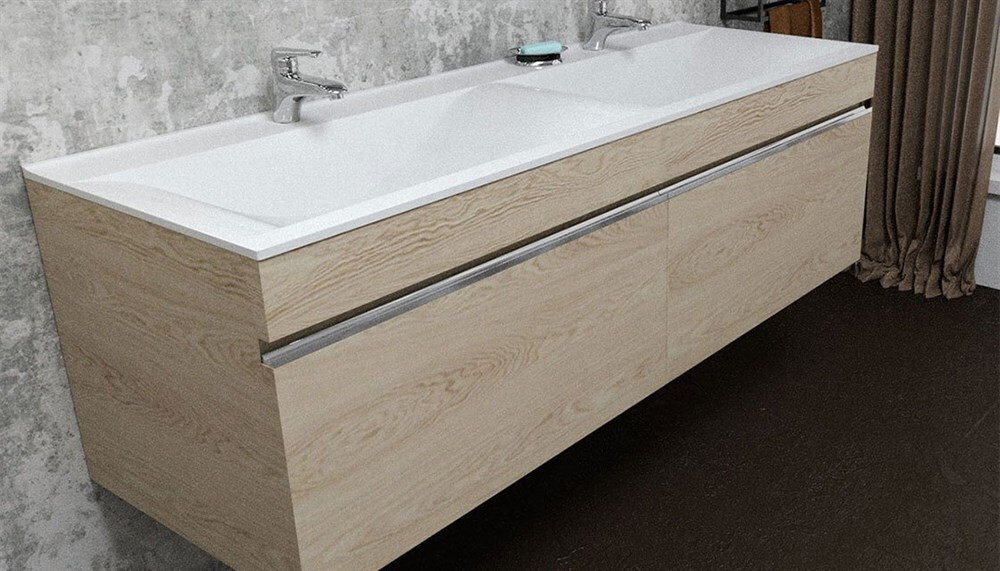Тумба подвесная VELVEX Pulsus 140 дуб сонома с раковиной VELVEX Pulsus 140