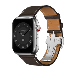 Apple Watch Hermès - 45mm Ebène Barénia Leather Single Tour Deployment Buckle