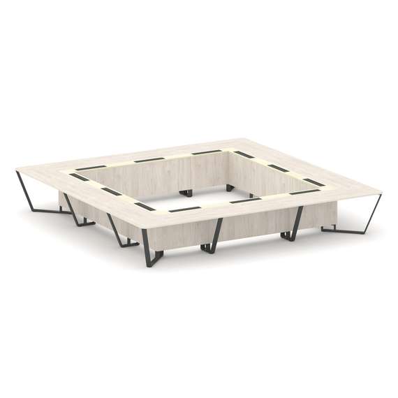 Steel Meet Стол переговорный квадратный KM-PR.B.SP-24K Денвер Светлый/Ваниль Глянец/Металл Антрацит