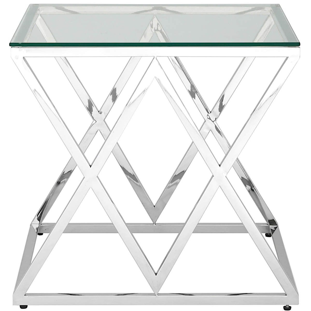 Столик журнальный LA ALTA LIVIA прозрачное стекло 55*55*55, каркас серебро