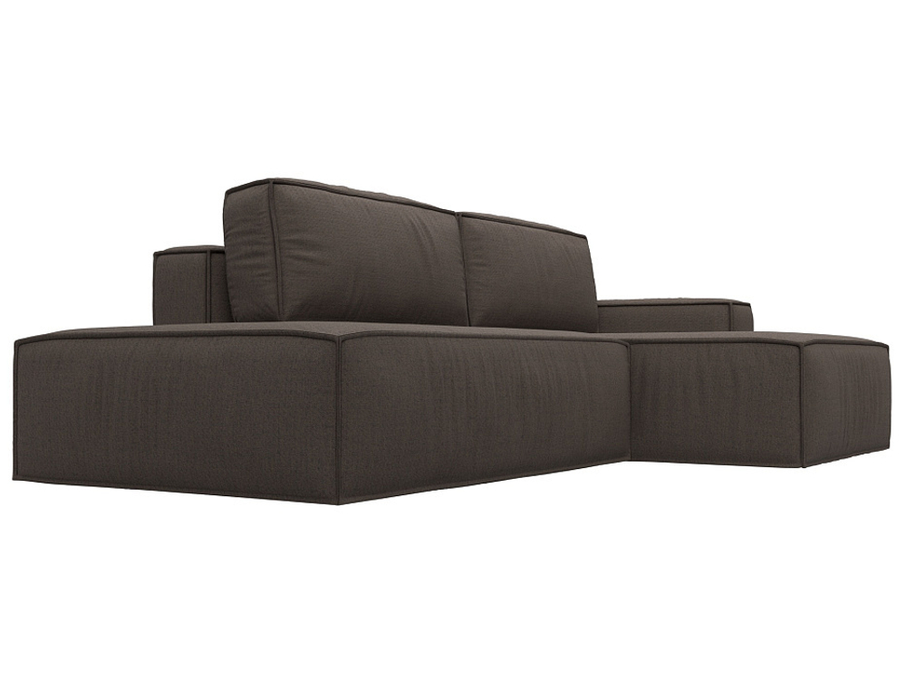 Диван угловой Прага модерн правый угол, Амур 05 коричневый, Рогожка, 124850