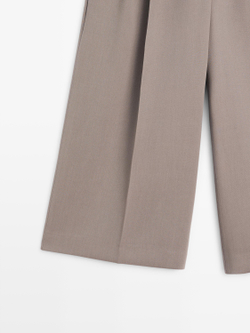 Massimo Dutti Длинные струящиеся бермуды с широкими штанинами, коричневый