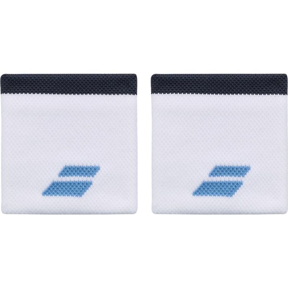 Напульсник теннисный Babolat Logo Wristband 2P - white/drive blue