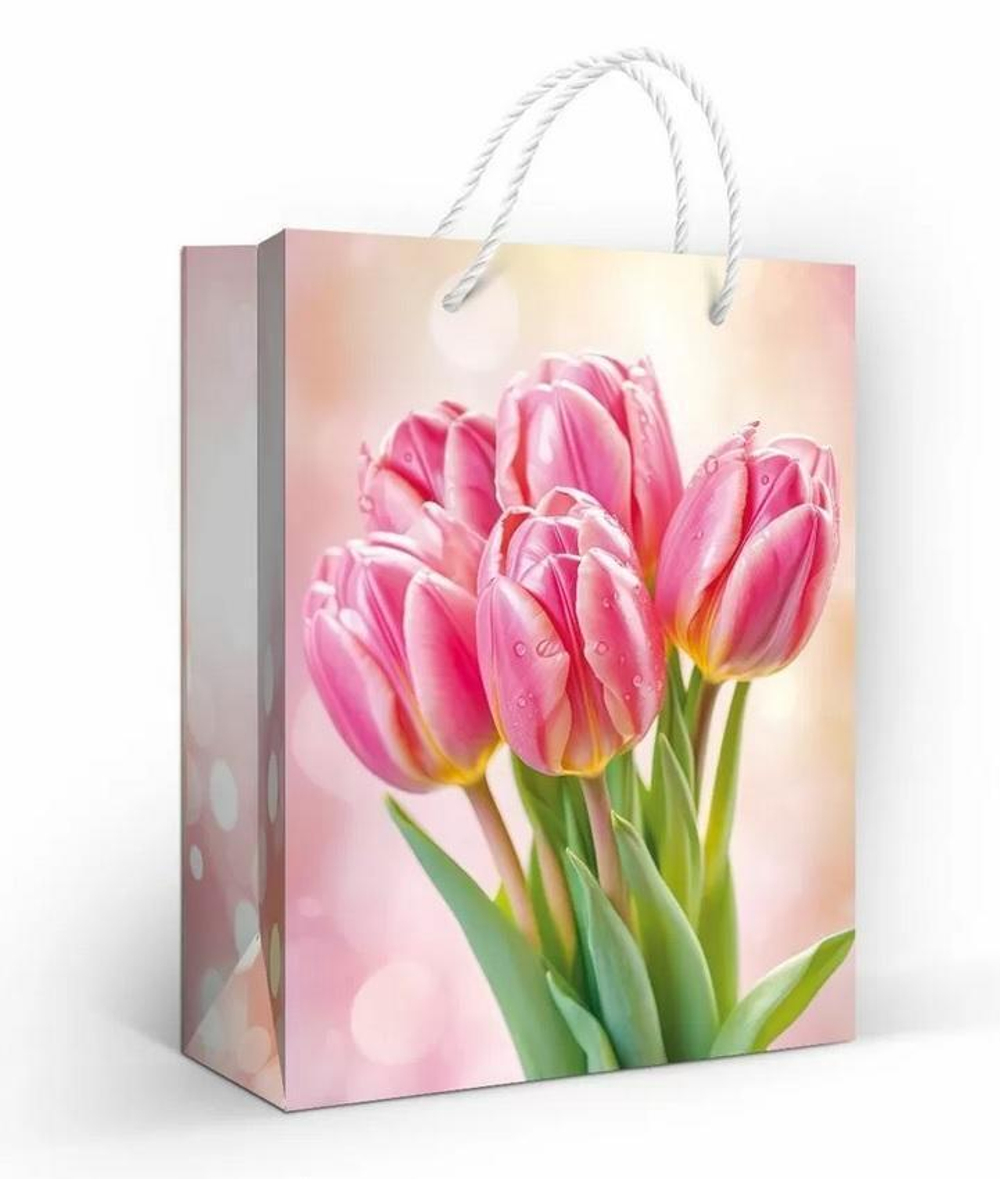 Пакет подарочный (M) "Розовый букет" (ГК Горчаков)