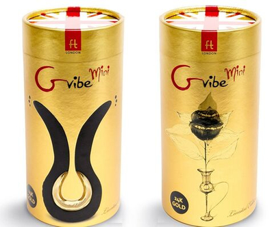 Чёрный сплит-вибратор Gvibe Mini Gold с покрытием золотом (Цвет: черный с золотистым)