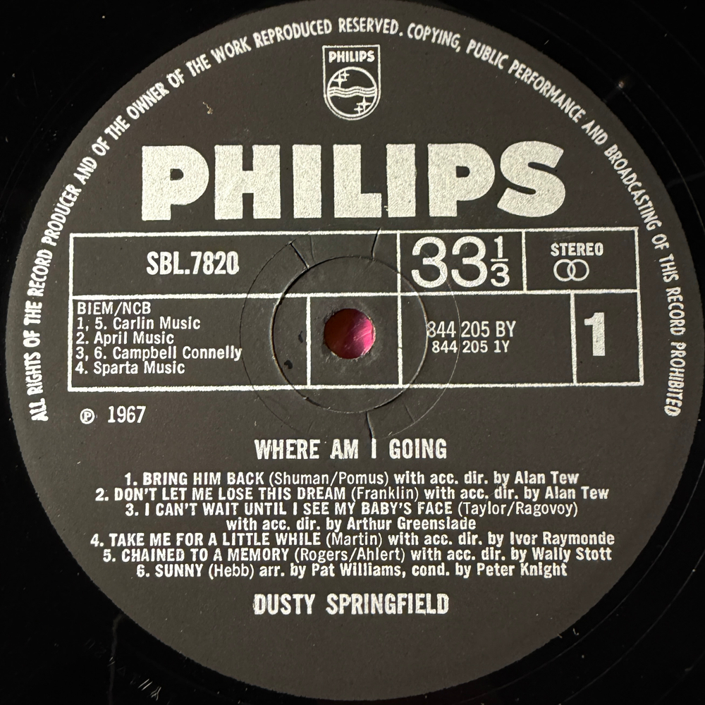 Dusty Springfield ‎– Where Am I Going (Англия 1967г.)