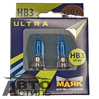 Автолампа HВ3(9005) 12V 55W (P20d) Маяк +30% Super White 89005SW+30% (к-т)