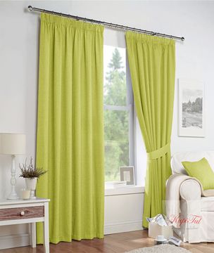 Длинные шторы. Палермо (фисташковый). Плотные шторы канвас.