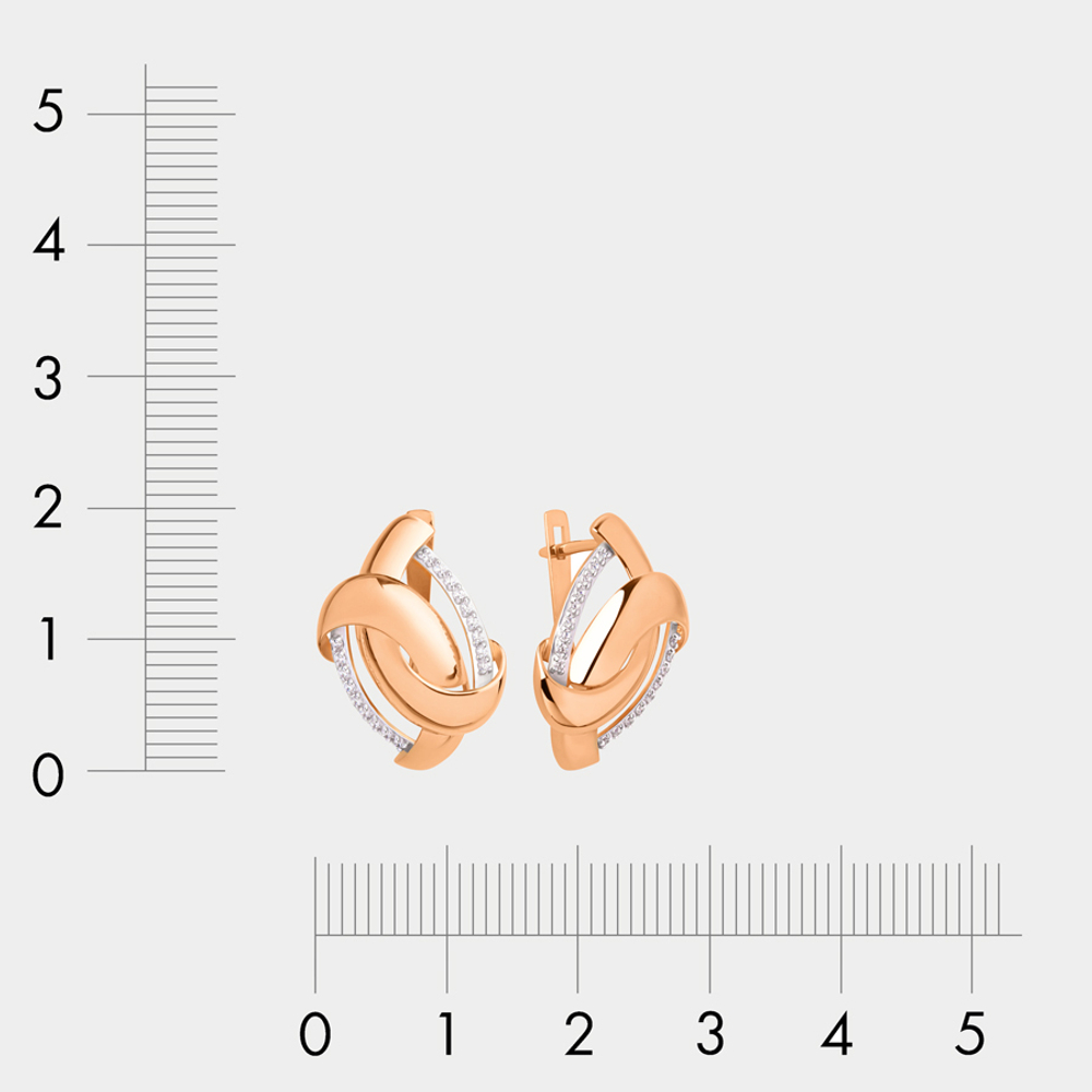 Серьги женские с фианитами из комбинированного золота 585 пробы (арт. 025132-1102)