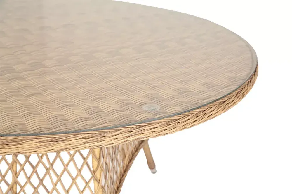 "Эспрессо" плетеный круглый стол, диаметр 150 см, цвет соломенный