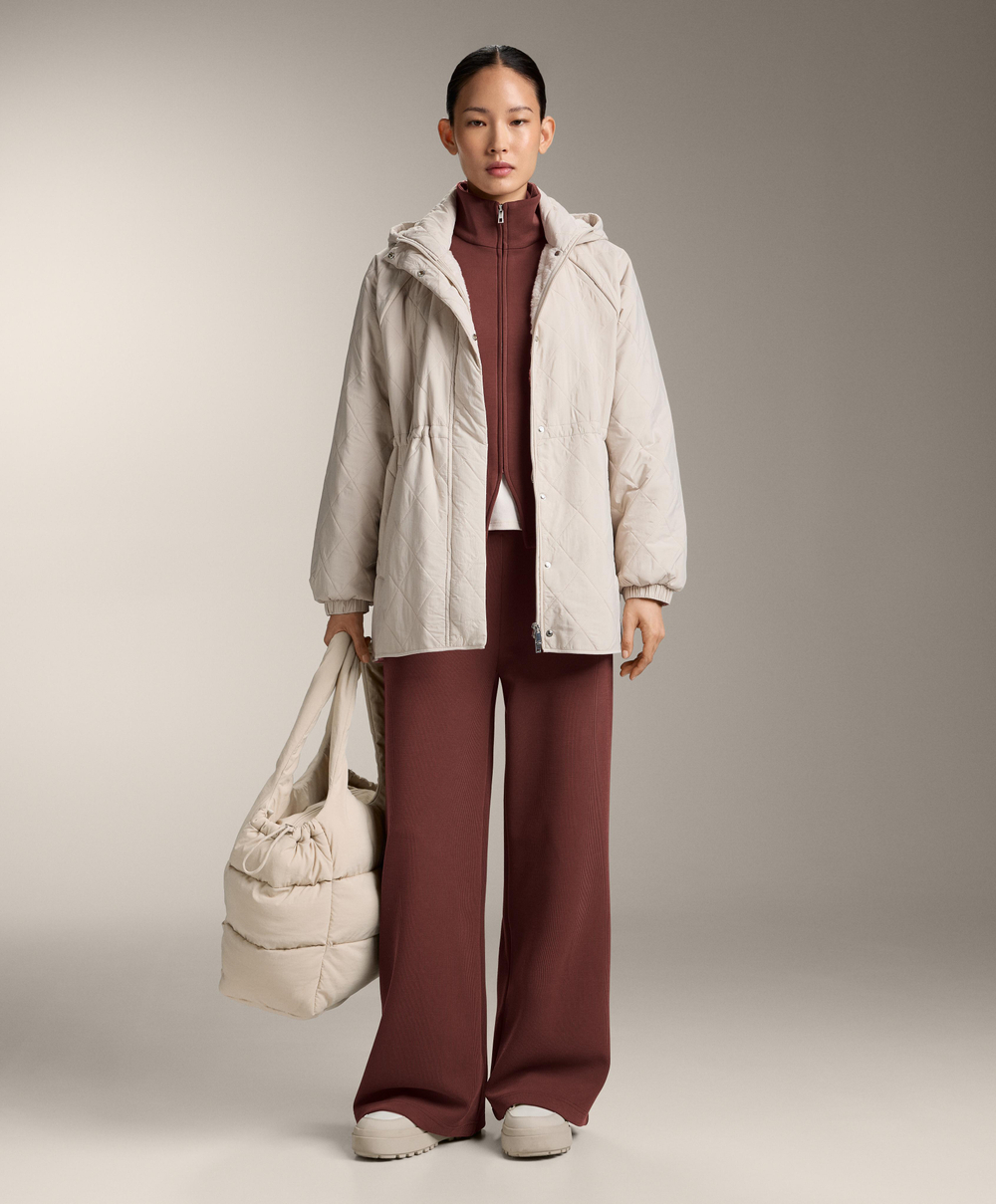 OYSHO Брюки с высокой посадкой в ​​рубчик, обитые мягким модалом, красное дерево