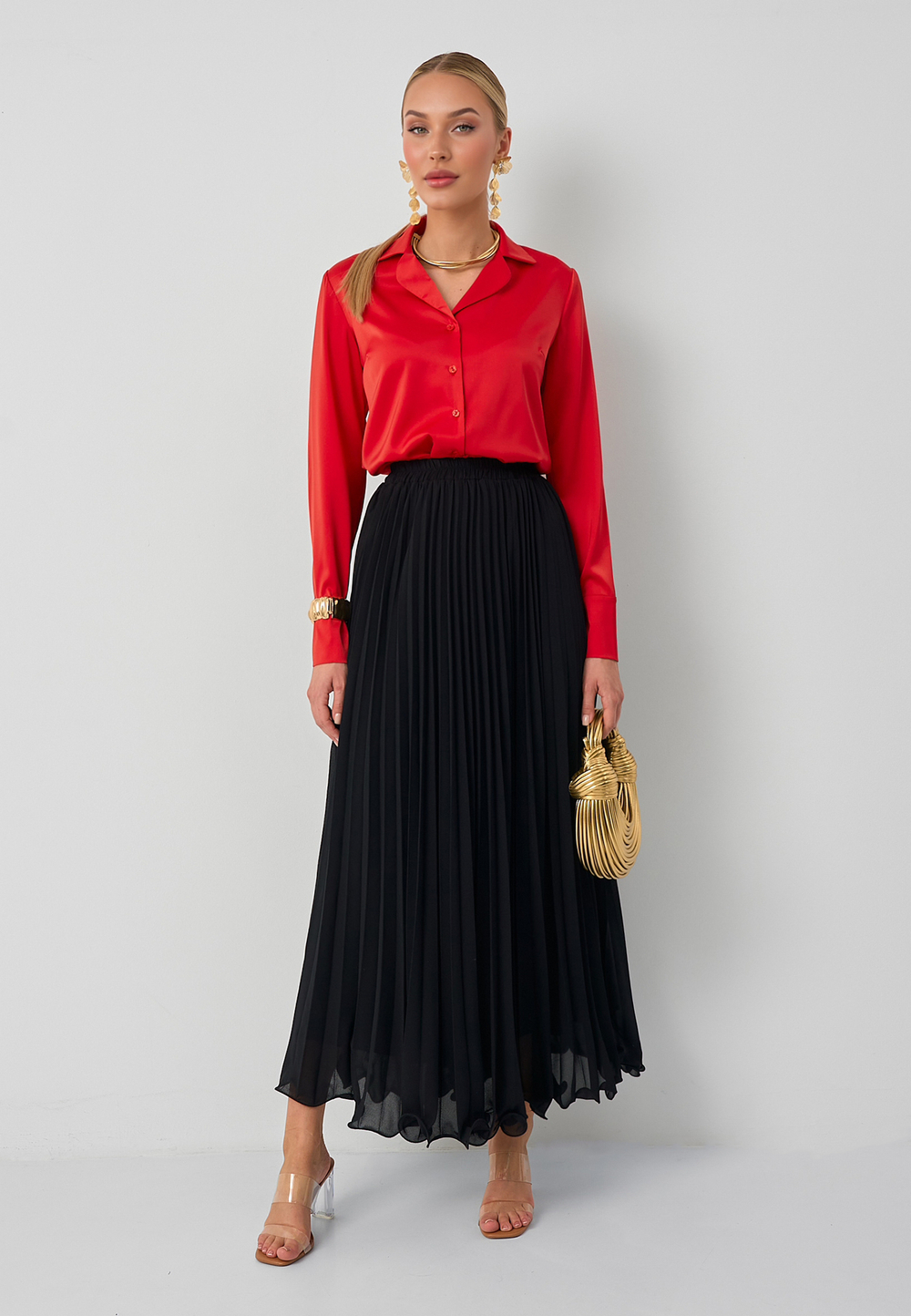 Юбка плиссе макси 100 черная