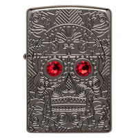 Зажигалка Zippo Armor Crystal Skull Design с покрытием High Polish Black Ice