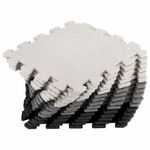 Коврик-пазл напольный 1,2х1,2 м, 16 шт., 30х30 см, толщина 1 см, серый, черный, светло-серый, ЮНЛАНДИЯ, 664817