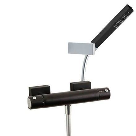 Смеситель термостатический для душа с душевым комплектом AROLA 263402KNM чёрный