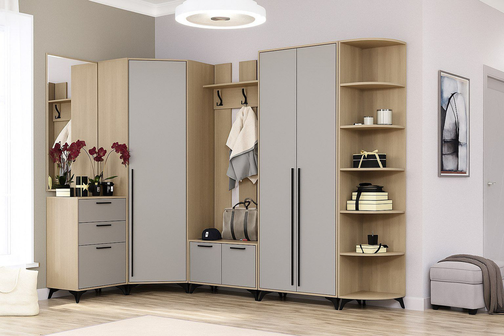 Прихожая с зеркалом комплект мебели Сатин 280х41,1х220 см