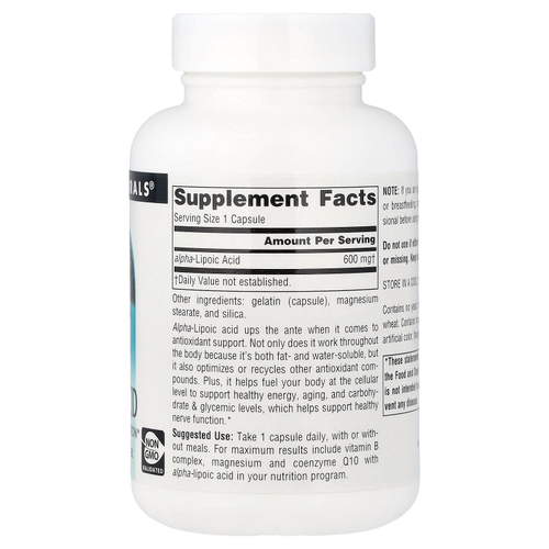 Source Naturals, Альфа-липоевая кислота, 600 мг, 60 капсул