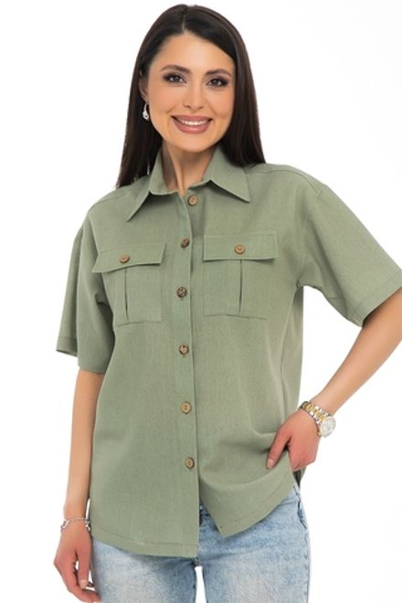 Рубашка Отличная (лён, оливка) Diolche