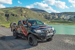 Передний силовой бампер РИФ для Toyota HILUX VII с 2011- (2ой рестайлинг) с доп. фарами и защитой бачка омывателя.