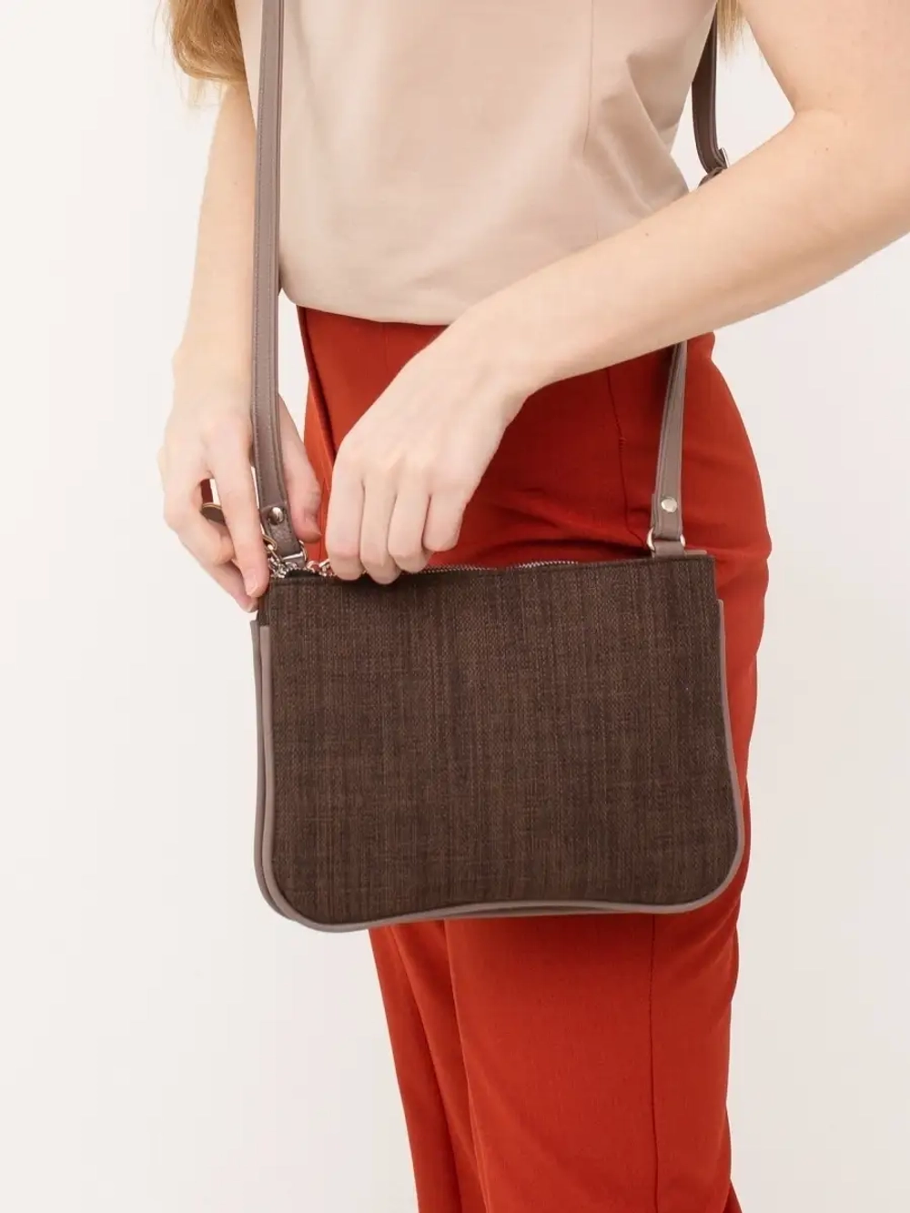 сумка через плечо маленькая кросс-боди льняная