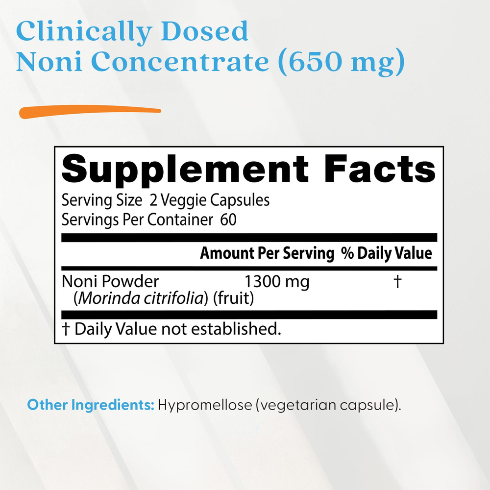 Doctor's Best, Порошок из плодов нони, 120 вегетарианских капсул (650 мг на капсулу)