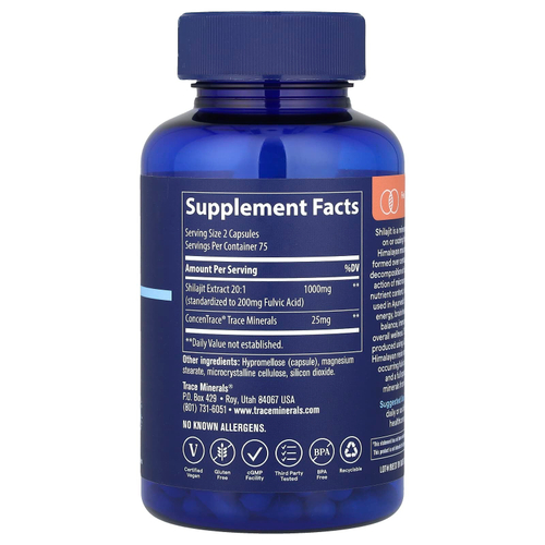 Trace, Гималайский мумие, высокая эффективность, 1000 мг, 150 капсул (500 мг на капсулу)