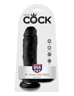 Чёрный фаллоимитатор 8 Cock with Balls - 21,3 см. (Цвет: черный)