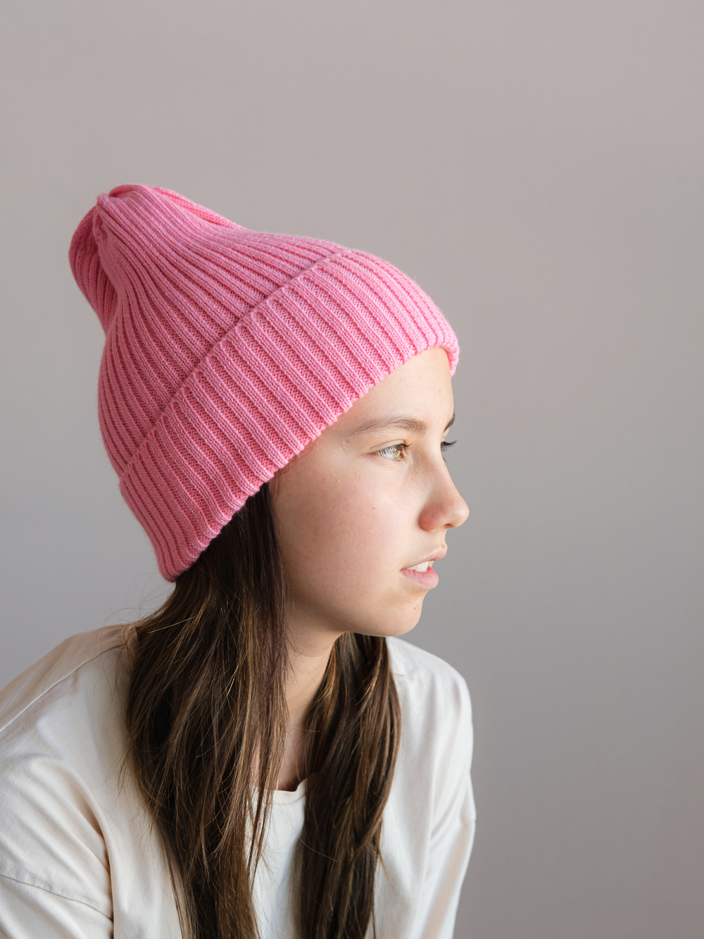 Шапка вязаная-резинка весенняя/осенняя КЭП(Розовый)