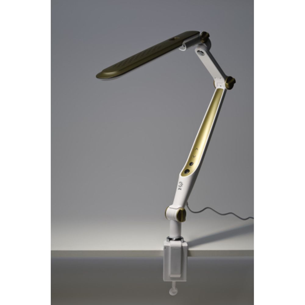 Настольный светильник ЭРА NLED-496-12W-G светодиодный на струбцине золото