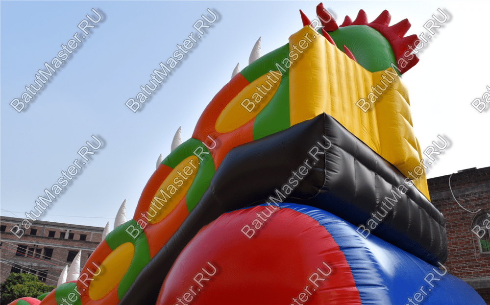 Батут-горка "Дракон 2", 10*5*8 м, с шипами