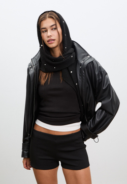 STRADIVARIUS Треугольный шарф с заклепками, черный