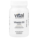 Vital Nutrients, Витамин D3, 5000 МЕ, 90 вегетарианских капсул