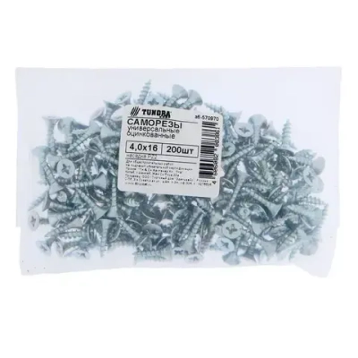 Саморезы универсальные 4.0x16 мм, цинк, 200 шт.